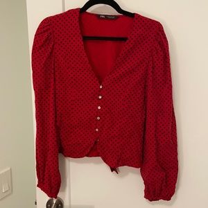 Polka Dot Blouse With Bow